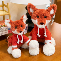 Peluche mignonne en forme de chien, renard ou chat, avec vêtements, jouet doux en forme d'animal assis, cadeau d'anniversaire pour les 8-13 ans, vente en gros pour les importateurs