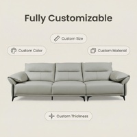 Sofa Kulit Sederhana Model Lurus dengan Isian Spons untuk Ruang Tamu, Lobi Hotel, Apartemen, dan Vila