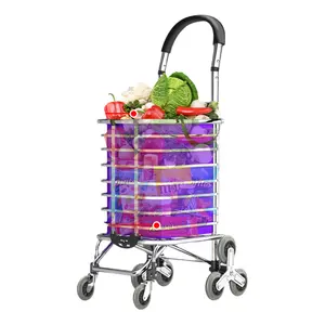 Foldable Shopping Trolley on 6 Wheels Stair Climber Shopping Trolley Stair Climbing Shopping Cart  Grocery Trolley