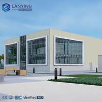 Bâtiment de bureau préfabriqué en structure d'acier CE, espace de travail moderne à ossature métallique commerciale