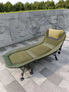 Equipo de <span class=keywords><strong>pesca</strong></span> de carpa Biwy para acampar al aire libre, cama táctica portátil de cama plana ancha de 6 piernas, silla de cama - Product Image 6
