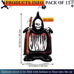 Décoration de ballon gonflable en PVC Grim Reaper pour Halloween, L69xH125cm, portable, pliable, léger - Product Image 2