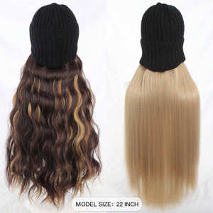 วิกผมยาวหยิกแบบเฟนเดียน พร้อมผมหน้าม้าปัดข้าง ขนาด 22 นิ้ว หมวกไหมพรมถัก สีขาว สไตล์ไม่ต้องใช้กาว ผมสังเคราะห์คาเนคาลอน - Product Image 2