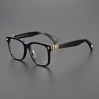 CH8055 Lunettes de Prescription pour Hommes Femmes Rétro Affaires Grande Monture en Acétate Bleu Blocage de la Lumière Diamant Classique Rectangle