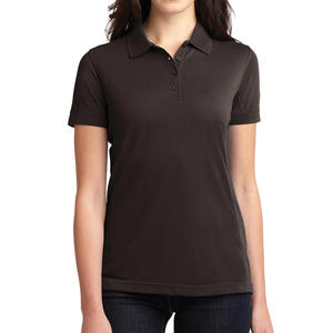 Polo en piqué de coton coupe classique avec col côtelé et patte de boutonnage à deux boutons, conçu pour les femmes, idéal pour le quotidien, les occasions décontractées et le bureau. - Product Image 6