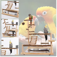 DOUBLEFLY Zanthoxylum Bungeanum Support en bois écologique pour perroquet, filet d'escalade, échelle d'entraînement, balançoire, jouet pour oiseaux, fournitures rectangulaires