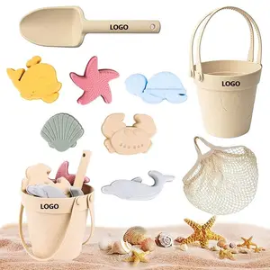 Eco Friendly Silicon Sand Molds Children Play Water Seaside Summer Silicone Bucket Beach Sand Toys Sets For Kids Toddlers Babies