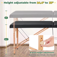 Table de massage professionnelle moderne en cuir synthétique, réglable, portable, à 2 sections, en bois, pour chambre à coucher