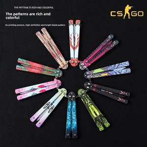 Coltello da allenamento personalizzabile Blunt Butterfly in acciaio inossidabile, colorato, multifunzionale, pieghevole, per esterni, Flick-and-Show - Product Image 3