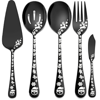 Ensemble de couverts de Noël en acier inoxydable en gros : fourchette à salade, cuillère, spatule à gâteau, couteau à beurre pour fêtes, restaurants et buffets