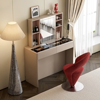 Miroir de maquillage multifonctionnel en bois de style italien, réglable en hauteur, sensation luxueuse haut de gamme, intelligent et électrique pour chambre à coucher