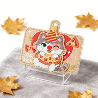 Porte-cartes personnalisé en cuir PU avec fenêtre transparente pour carte d'identité, porte-badge de dessin animé, sac portable à suspendre, motif personnalisé