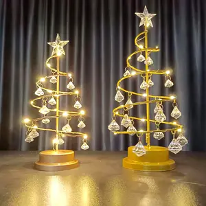 Hot Sales Acrylic Christmas Trees Crystal Healing Stone Lamp Pendant For Christmas Gift