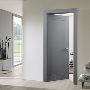 Porte à battants en bois massif gris peint, design intérieur américain pour chambre à coucher - Product Image 3
