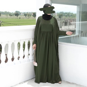 Basic Butterfly Sleeve Closed Abaya <b>Dress</b> Solid Color with Inside Belt <b>for</b> Muslim Ladies Daily Wear 6836# - Product Image 4