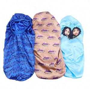 Bonnet de nuit et de protection capillaire long en satin avec logo personnalisé et queue ajustable pour femme adulte, idéal pour une utilisation quotidienne en extérieur, toutes saisons - Product Image 1