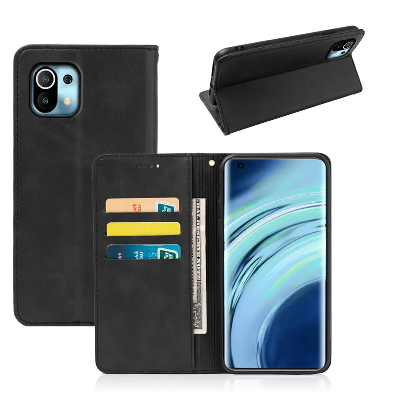 Flip deri Xiaomi için telefon kılıfı Mi 10S 11 13 NE Mix 4 Civi 1S 2 11T 12 12X 12S Poco M4 X4 C40 siyah köpekbalığı 4 Pro