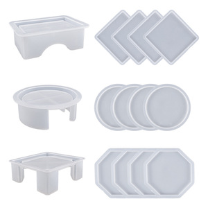 INTODIY  12 Stück Kreis Silikon harz Untersetzer Form Set mit Halter DIY Silikon formen für Harz Casting Art Craft Cup Mat - Product Image 5
