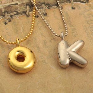New Trendy Fashionable Custom DIY Gold and <strong>Silver</strong> Plated Initial A-Z Letter Bubble Design Copper <strong>Pendant</strong> for Women and <strong>Men</strong> - Product Image 3