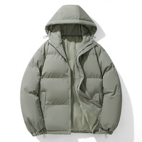 Vestes d'hiver en polyester pour hommes, à capuche, coupe ample, en toile épaisse, fermeture éclair