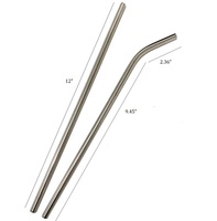 Pailles à boire en acier inoxydable de 12 pouces de long, pailles en métal de 8 mm, pailles réutilisables extra longues