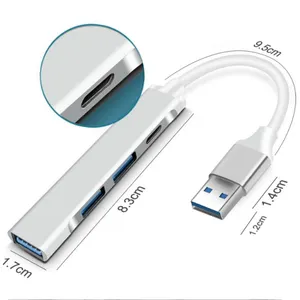 알루미늄 합금 USB 3.0 4 포트 도킹 스테이션 4 in 1 Type-C 어댑터 허브 usb-por-HUB 데스크탑 컴퓨터 휴대 전화