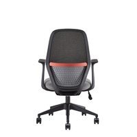 Chaise de bureau ergonomique moderne en tissu maillé, avec accoudoirs fixes et base rotative en acier inoxydable, noire – Vente en gros usine