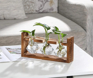 Soporte de Madera Vintage para Escritorio, Terrario de Vidrio, Maceta Hidropónica, Florero, Decoración para Hogar y Jardín - Product Image 4