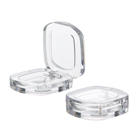 Boîtier compact rond en plastique transparent pour fard à paupières, couleur unie