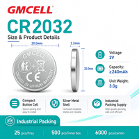 Pile bouton GMCELL CR2032 3V LiMnO2 longue durée de vie pour clé de voiture, carte mère, montre, balance