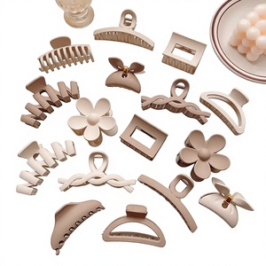 HUIXIN Nouveaux modèles tendance de pinces à cheveux en plastique, pinces requin à fleurs, pinces à cheveux géométriques pour femmes - Product Image 1