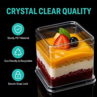 Boîte à gâteau haute en plastique transparent avec couvercle en dôme, jetable, de qualité alimentaire, pour petits gâteaux d'anniversaire