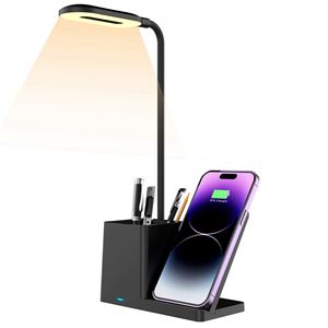 Wholesale Custom Logo 3-in-1 Mobile Phone 15W Wireless <b>Charging</b> Stand Pen Holder LED Desk <b>Lamp</b> Eco-Friendly Promotional Gift - Product Image 4