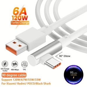6ft 120W High Speed Turbo Charge USB <b>Type</b> <b>C</b> <b>Cable</b> 90 Degree Right Angle Real 6A Super <b>Fast</b> <b>Charging</b> Cord for XIAOMI/HUAWEI - Product Image 2