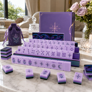Fichas de Mahjong de Lujo con Tema Navideño, Fichas de Mahjong Acrílicas con Reverso Morado, Juego de Mahjong Americano, Regalo Familiar - Product Image 5
