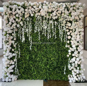 A51 Enrollar flores de boda 5D Hierba verde artificial Pared Rosa Flor Fondo Pared Bosque Flor artificial Pared para boda - Product Image 3