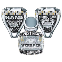 Bague de championnat sportif personnalisable Bague de mode en alliage de zinc Nom personnalisé Logo Princess Cut Celebrate School Class