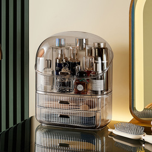 Boîte à maquillage multicouche de luxe, rangement transparent pour cosmétiques avec tiroirs, organiseur de bureau pour produits de soin et de beauté - Product Image 5