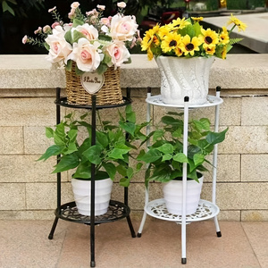 Support à plantes et étagère en métal à 2 niveaux, finition huilée, pour décoration intérieure/extérieure, 1 paquet - Product Image 1