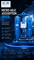 Sécheur d'air déshydratant à double tour à micro-chauffage 4,8 Nm/min 380 V, sécheur d'air à adsorption régénérative pour compresseur d'air à vis