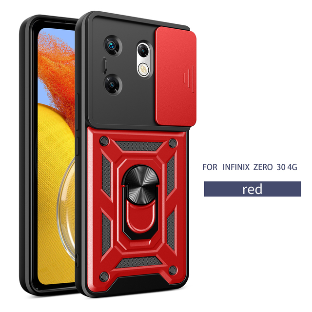 Slide Window Camera Protection Phone Case for Infinix zero 30 4G Covers With Kickstand