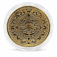 Pièce de monnaie prophétique du calendrier maya 2026, relief 3D, plaqué or et argent, en fer, 2 couleurs, avec boîte de présentation