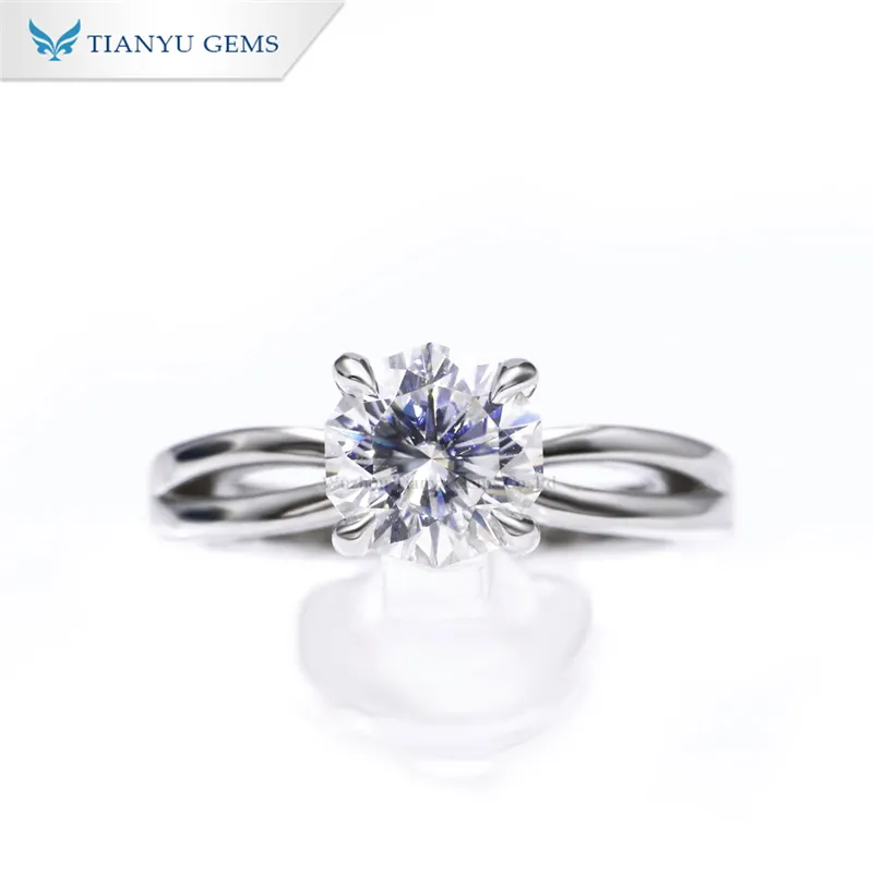 Tianyu Classic D VVS Moissanite Diamant Bague de fiançailles en argent sterling 925 10K 14K 18K Or massif Hexagone Cut Gemstone