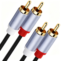 Câble audio stéréo en nylon plaqué or de haute qualité, double RCA mâle-mâle, avec fiches jack métalliques pour haut-parleurs de voiture et d'ordinateur