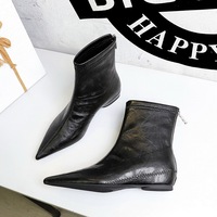 Bottines vintage Bigtree pour femme, à bout pointu et effet froissé, talon compensé discret, bottines d'hiver tendance, fermeture éclair arrière, style coréen