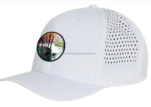 Casquette de baseball unisexe bleu marine à 6 panneaux avec motif d'arbre circulaire peint à la main, ajustée, en maille respirante, pour l'été, style décontracté - Product Image 4