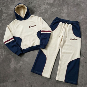 Fornitore all'Ingrosso di Tute Sportive da Uomo Personalizzate, Felpa con Cappuccio Bicolore <span class=keywords><strong>Rosa</strong></span> e Nero, <span class=keywords><strong>Pantaloni</strong></span> Larghi, Set 2 Pezzi, Stile Y2K Streetwear - Product Image 1