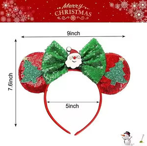 Diadema con Orejas de Ratón Navideñas, Lazo y Lentejuelas para Mujeres y Niñas, Accesorios para el Cabello con Diseño de Árbol de Navidad - Product Image 5