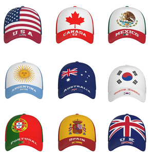 Custom Sun Protection Visor Velcro Strap 2026 Participating USA Canada Mexico Countries 5 Panel Flag Hat With Logo