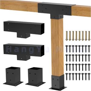<span class=keywords><strong>Poste</strong></span> de esquina de Metal de 100mm con soportes de pérgola inclinados redondos Conectores Marco recubierto de polvo Madera tratada a presión Estilo natural - Product Image 1